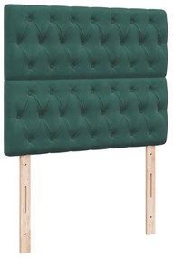 Cama boxspring com colchão 120x200 cm veludo verde-escuro