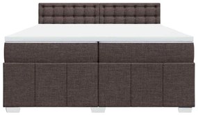 Cama com molas/colchão 200x200 cm tecido castanho-escuro