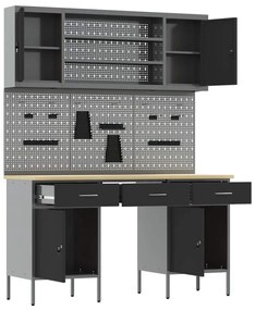 Conjunto de 7 Peças de Banco de Trabalho em Aço Preto