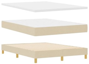 Cama Box Spring com Colchão &amp; LED Creme 140x200 cm Tecido