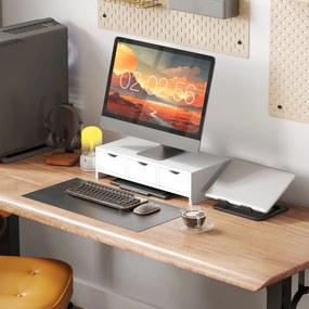 Suporte Elevatório para Monitor de Secretária com 3 Gavetas para PC e Portátil 51x24x13 cm Branco
