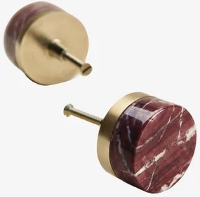 Pack De 2 Puxadores Em Pedra Natural E Aço Inoxidável Osmery Mármore Vermelho Cherry Gold & Dourado Escovado - Sklum