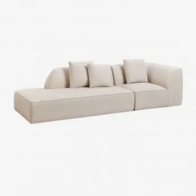 Sofá Modular De Canto Em 2 Peças Com Chaise Longue Esquerda Estofado Cardea Chenille Bege Creme - Sklum
