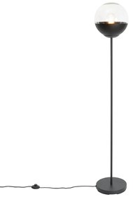 Candeeiro de pé retro preto com vidro transparente - Eclipse