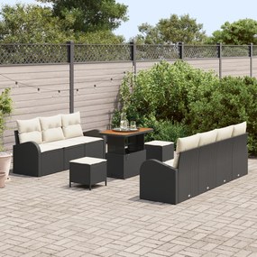 Conjunto de Sofá de Jardim de 10 Peças com Almofadas em Rattan Polimér