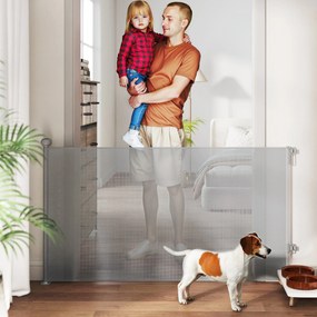 PawHut Barreira para Cães Retráctil 0-140 cm Porta para Cães Pequenos