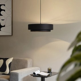 Candeeiro suspenso moderno preto 50cm 3-luzes - Drum Duo