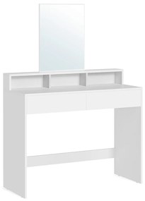 Penteadeira com espelho grande, 2 gavetas e 3 compartimentos | VASAGLE | 100 x 40 x 140 cm | RDT163W01.