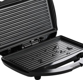 Grelhador de contacto 3 em 1 de 800 W, 23 x 22 x 10 cm Preto + Prateado