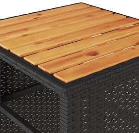 3 pcs conjunto de bistrô com almofadões vime PE preto