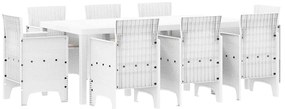 Conjunto de Jantar para Jardim 9 pcs Branco Vime &amp; Vidro