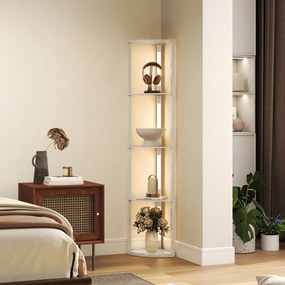 Candeeiro de Pé com Prateleiras de Canto, 41 x 29,5 x 163,5 cm, Iluminação LED Regulável, cor Carvalho