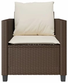 3 pcs conjunto bistrô com almofadões vime PE castanho