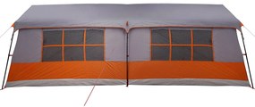Tenda de Camping com Janelas Cinza e Laranja 12-Pessoas Impermeável