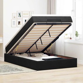 Estrutura de cama otomana com colchão 120x200 cm veludo preto