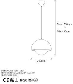 Candeeiro Suspenso Camgoz – Dourado – 30 x 30 x 108 cm