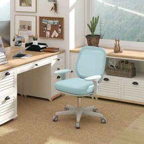 Cadeira de escritório, cadeira ergonómica de malha, altura ajustável, 55 x 48 x 82,5–94,5 cm, verde