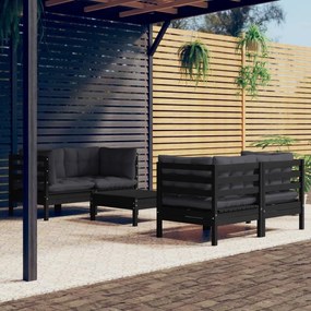 vidaXL 5 pcs conj. lounge de jardim com almofadões antracite pinho