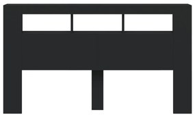 Cabeceira cama c/ LEDs 180x18,5x103,5 cm deriv. madeira preto