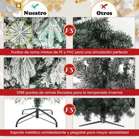Árvore de Natal Artificial, Luzes LED Brancas Quentes 130 x 56 x 215 cm Verde