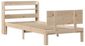 Estrutura de cama com cabeceira 75x190 cm pinho maciço