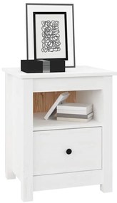 Mesa de cabeceira 40x35x49 cm madeira de pinho maciça branco