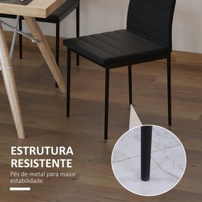 Conjunto de 4 Cadeiras de Sala de Jantar Estofadas em Linho com Pernas em Metal (MESA NÃO INCLUIDA) Cadeiras Modernas para Cozinha Quarto Suporta até