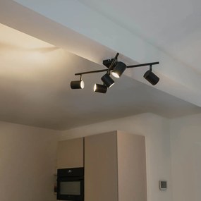 Candeeiro de teto moderno preto 5-luzes ajustável quadrado - Jeana