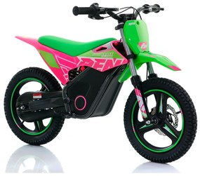 Mini moto elétrica para crianças velocidade até 30Km/h C/Limitador RFN Warrior SX-E350 14/14” 350W Verde e Rosa