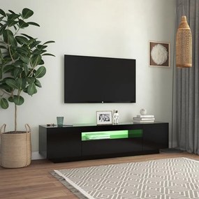 Móvel de TV Giancarlo com Luzes LED de 160cm - Preto - Design Moderno