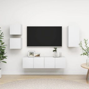 5 pcs conjunto de móveis de TV derivados de madeira branco