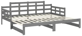 Sofá-cama de puxar pinho maciço cinza 2x(90x200) cm