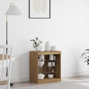 Sideboard vidaXL com Luzes LED Carvalho Artisan 60,5x37x67 cm