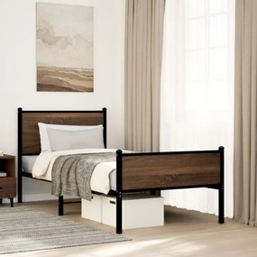 Estrutura de cama sem colchão 90x200 cm metal carvalho castanho
