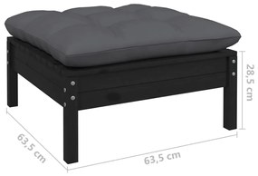 4 pcs conjunto lounge jardim c/ almofadões pinho antracite