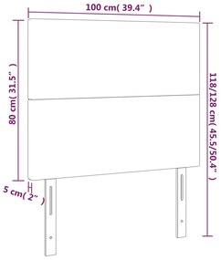 Cabeceira cama c/ LED couro artificial 100x5x118/128 cm preto