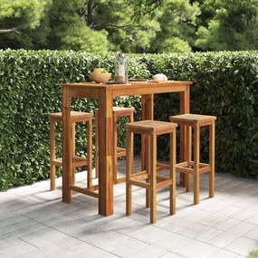 vidaXL 5 pcs conjunto de bar para jardim madeira de acácia maciça