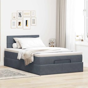 Cama otomana com colchão 120x190 cm veludo cinzento-escuro