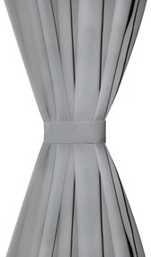 Cortinas de cetim com presilhas 2 pcs 140x225 cm cinzento