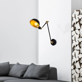 Aplique de Parede Sivani – Preto e Dourado – 15 x 30 x 50 cm