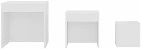 Mesas de encastrar 3 pcs madeira processada branco