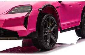 Carro elétrico infantil 24v Porsche Taycan - Turbo S, 2 lugares, Pneus de borracha, assento em couro sintético Rosa