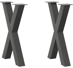 vidaXL Pés para mesa de jantar em formato de X, 2 peças, antracite, 50x(72-73) cm, aço