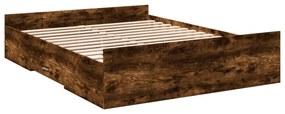 Estrutura de cama c/ gavetas derivados madeira carvalho fumado