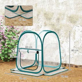 Mini estufa de jardim, mini estufa pop-up em PVC transparente, para interior ou exterior, para cultivo de vegetais, 70 x 70 x 80 cm