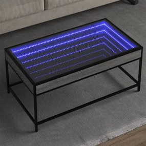 Mesa de centro luzes LED Infinity 90x50x41 cm cinzento sonoma