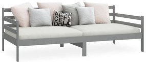Sofá-cama 90x200 cm madeira de pinho maciça cinzento