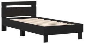 Estrutura de Cama em Preto Carvalho da - 90 x 200 cm, feita de madeira