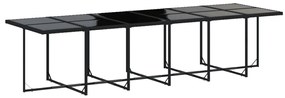 13 pcs conjunto de jantar p/jardim com almofadões vime PE preto