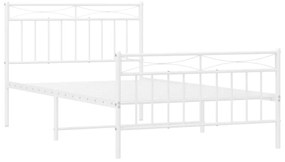 Estrutura de cama com cabeceira e pés 107x203 cm metal branco